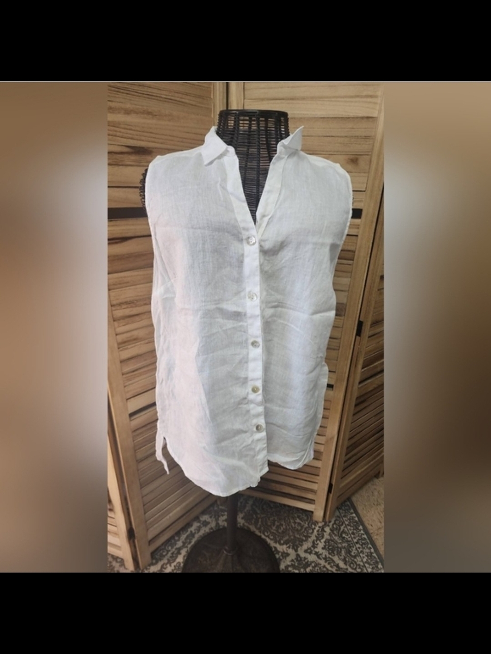 J Jill Love Linen White Sleeveless Button Front Linen Top XL Casual Summer